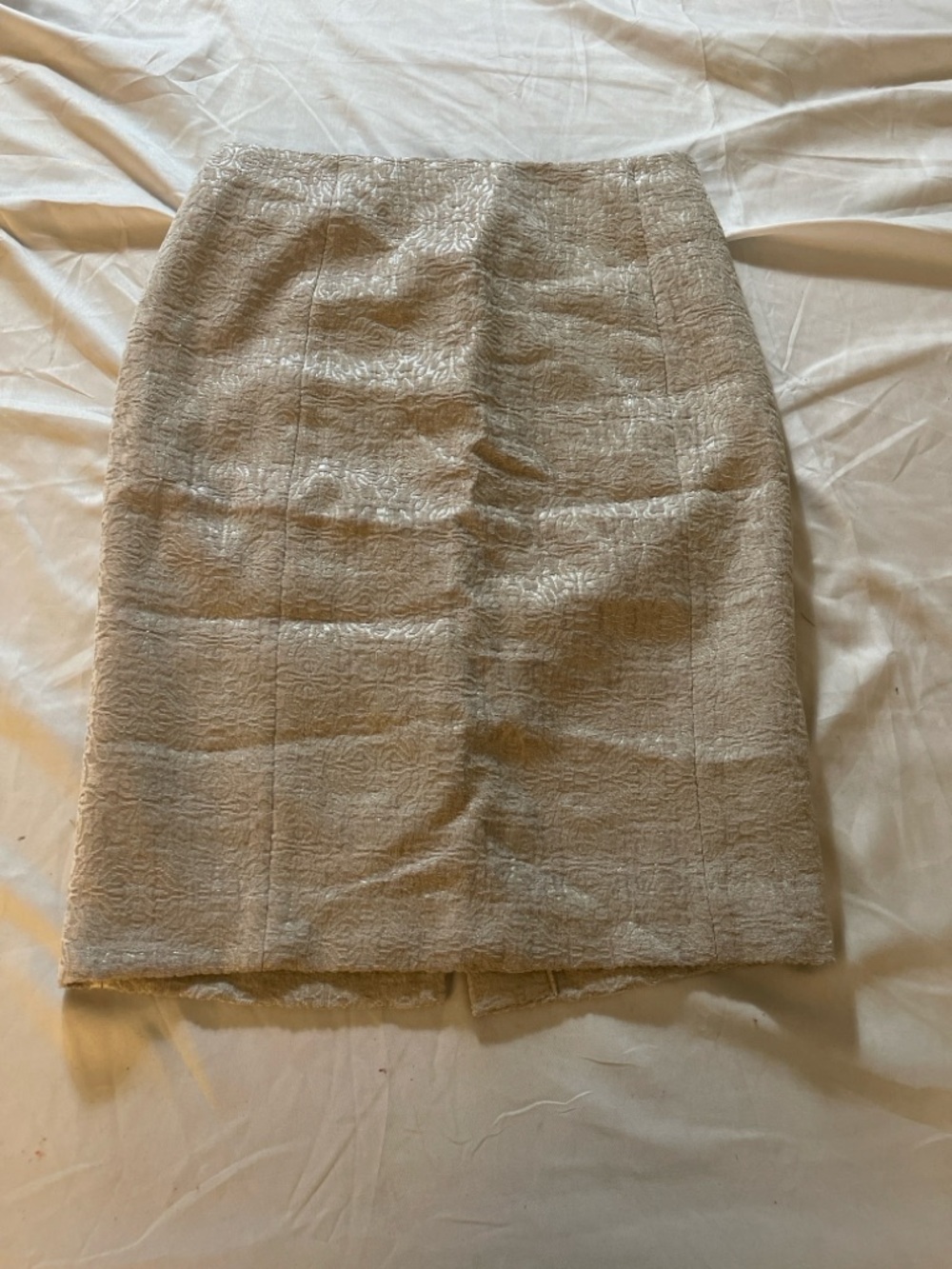 Ann Taylor Cream Jacquard Mini Skirt Size 0 Lined Textured Career Elegant NWT - Picture 4 of 10